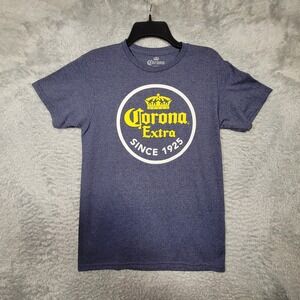 Corona Extra Beer Shirt Mens Small Blue Heathered Graphic Logo